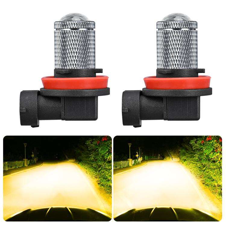 H11 Pair 8.5W 12-60V Car Lens Fog Light Bulb(Gold Light)