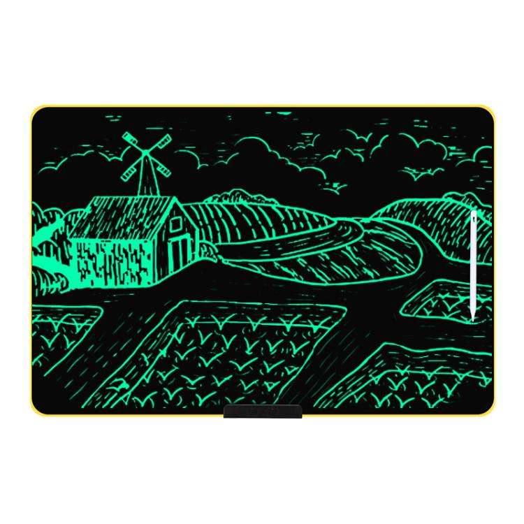 Rechargeable Children Graffiti LCD Drawing Board, Style:28 inch Yellow / Green Writing
