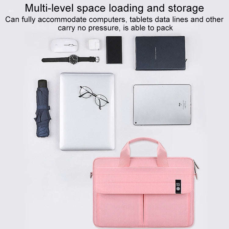 ST08 Handheld Briefcase Carrying Storage Bag with Shoulder Strap for 14.1 inch Laptop(Grey)