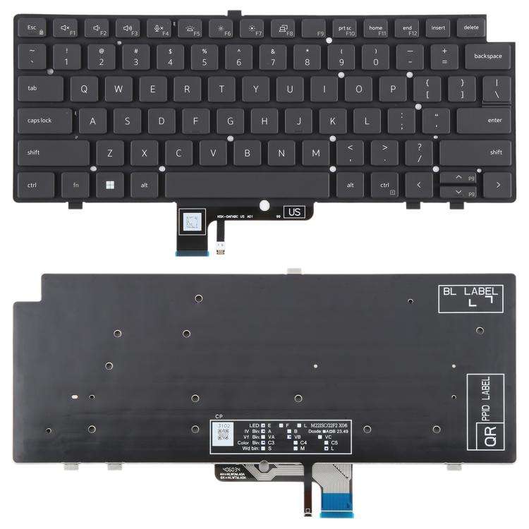 US Version Backlit Laptop Keyboard for Dell Latitude 7340 7440 7640(Black)