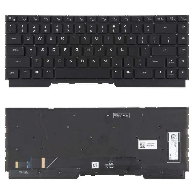 US Version Colorful Backlit Laptop Keyboard for DELL Alienware M15 R5 M15 R6 M15 R7(Black)