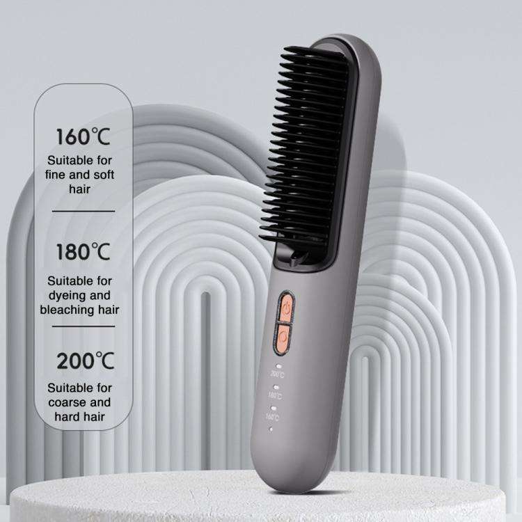 K-SKIN KD382B Negative Ion Hair Care Type-C Wireless Hair Straightening Comb(Grey)