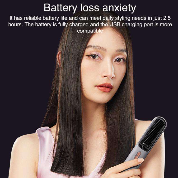 K-SKIN KD382B Negative Ion Hair Care Type-C Wireless Hair Straightening Comb(Grey)
