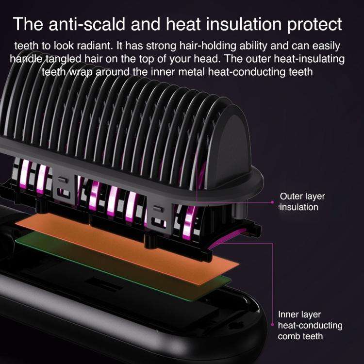 K-SKIN KD382S Negative Ion Hair Care Type-C Wireless Hair Straightening Comb(Black)