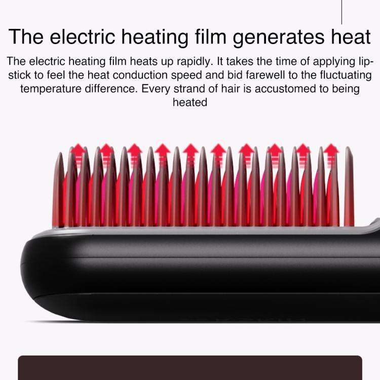 K-SKIN KD382S Negative Ion Hair Care Type-C Wireless Hair Straightening Comb(Black)