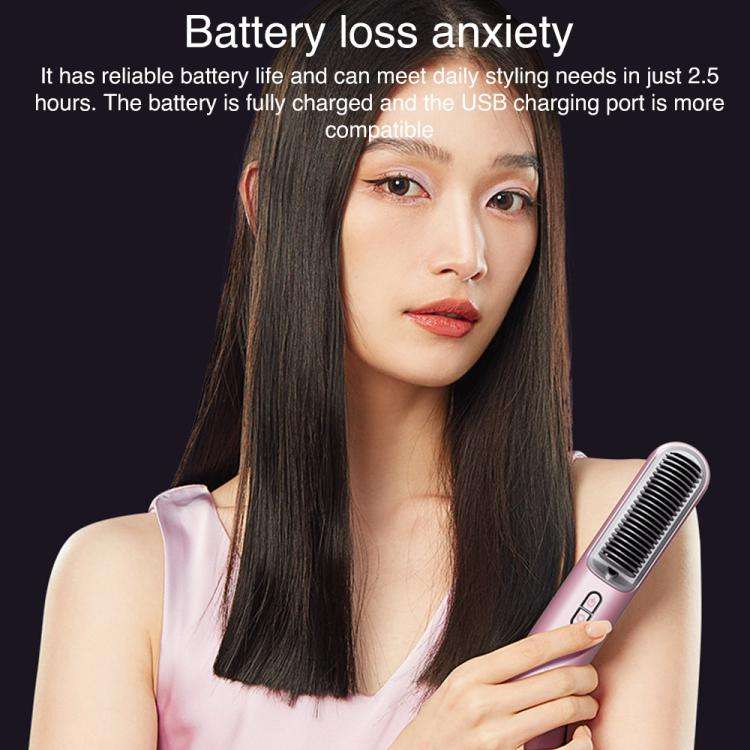 K-SKIN KD382S Negative Ion Hair Care Type-C Wireless Hair Straightening Comb(Black)