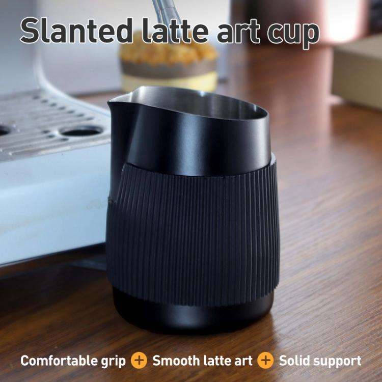 420ml Stainless Steel Latte Art Cup Oblique Mouth Anti-scalding Coffee Milk Foaming Cylinder with...