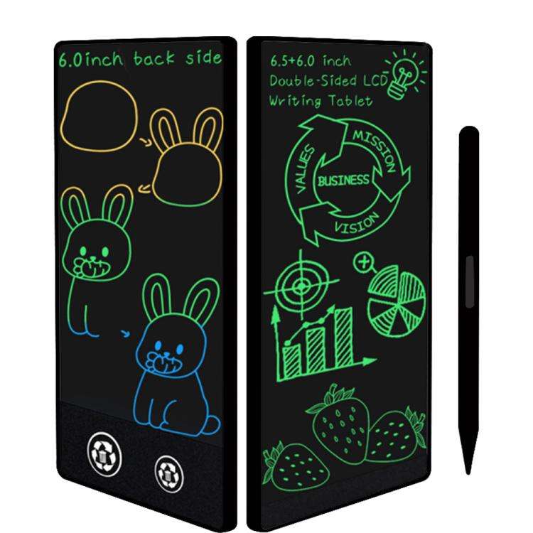 Simple Full Screen LCD Drawing Board Writing Tablet, 6.5+6.0 inch Black / Color Writing