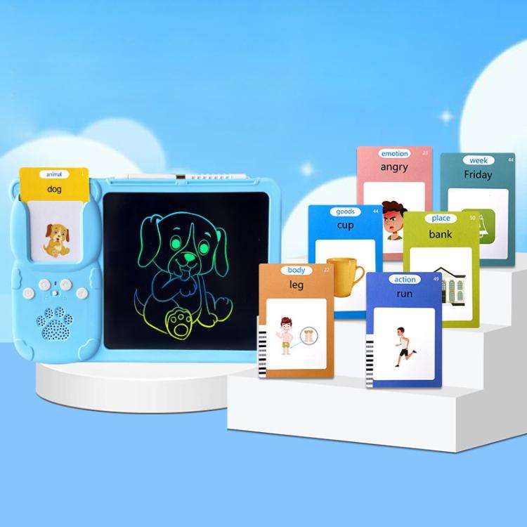 8.5 inch Children Early Education Drawing Board Card English Audiobooks, Style:Blue / 255 Cards