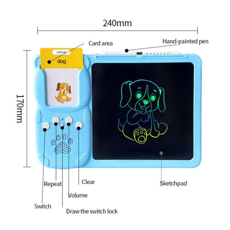 8.5 inch Children Early Education Drawing Board Card English Audiobooks, Style:Pink / 255 Cards