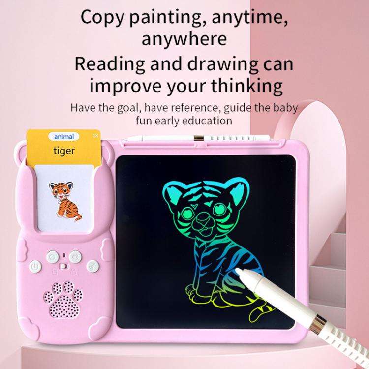 8.5 inch Children Early Education Drawing Board Card English Audiobooks, Style:Blue / 112 Cards