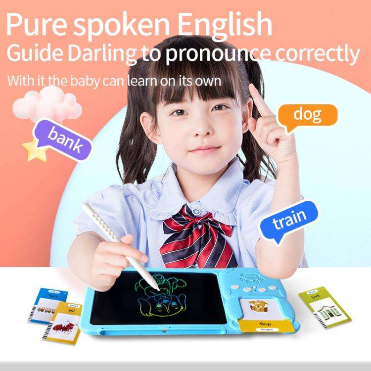 8.5 inch Children Early Education Drawing Board Card English Audiobooks, Style:Pink / 255 Cards