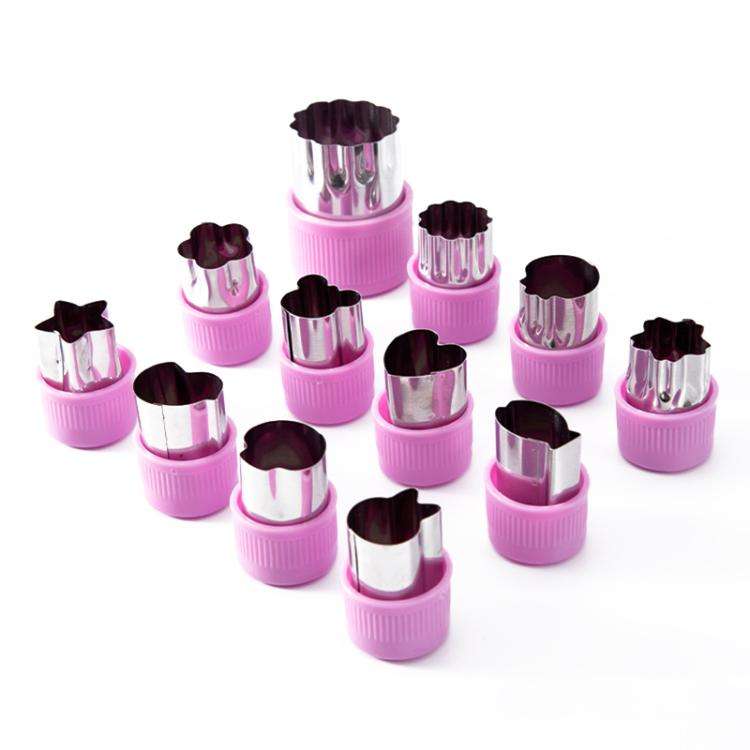 Stainless Steel Irregular Biscuit Mold Fruit Begetable Cutting Mold, Style:12pcs / Set Purple