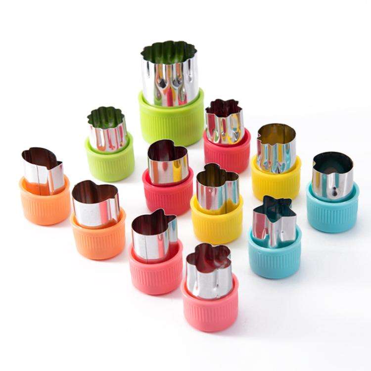 Stainless Steel Irregular Biscuit Mold Fruit Begetable Cutting Mold, Style:12pcs / Set Random Color