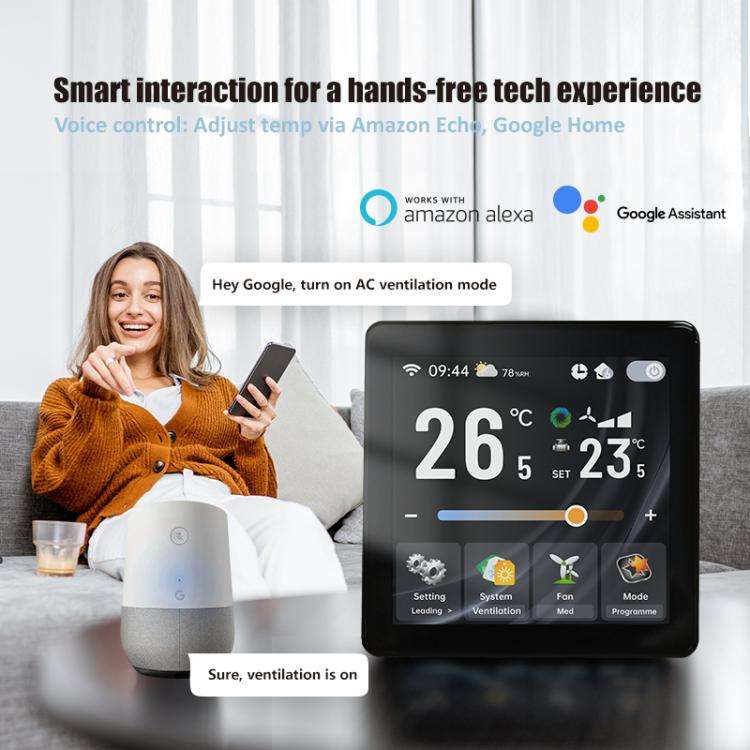 BAC-2005ELW Four Channel WiFi 4 inch Screen Smart Room Thermostat(Black)