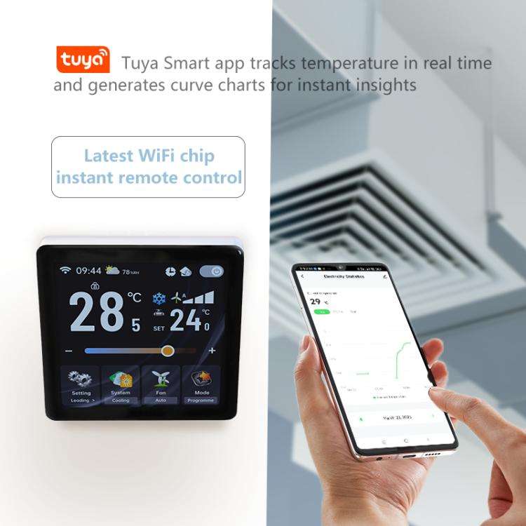 BAC-2005ELW Four Channel WiFi 4 inch Screen Smart Room Thermostat(Black)