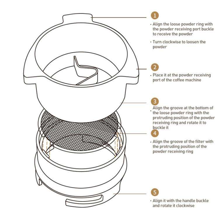 For Breville 8 Series Coffee Machine Handle Rotary Dosing Cup Mug Coffee Powder Feeder(Silver)