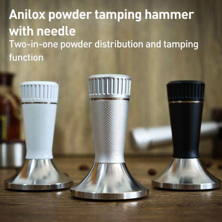 53.3mm Mesh Texture with Needle Coffee Powder Pressing Hammer Stainless Steel Cloth Powder(Silver)