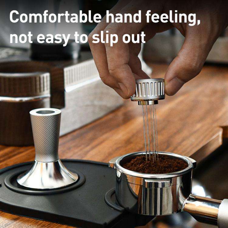 53.3mm Mesh Texture with Needle Coffee Powder Pressing Hammer Stainless Steel Cloth Powder(Silver)