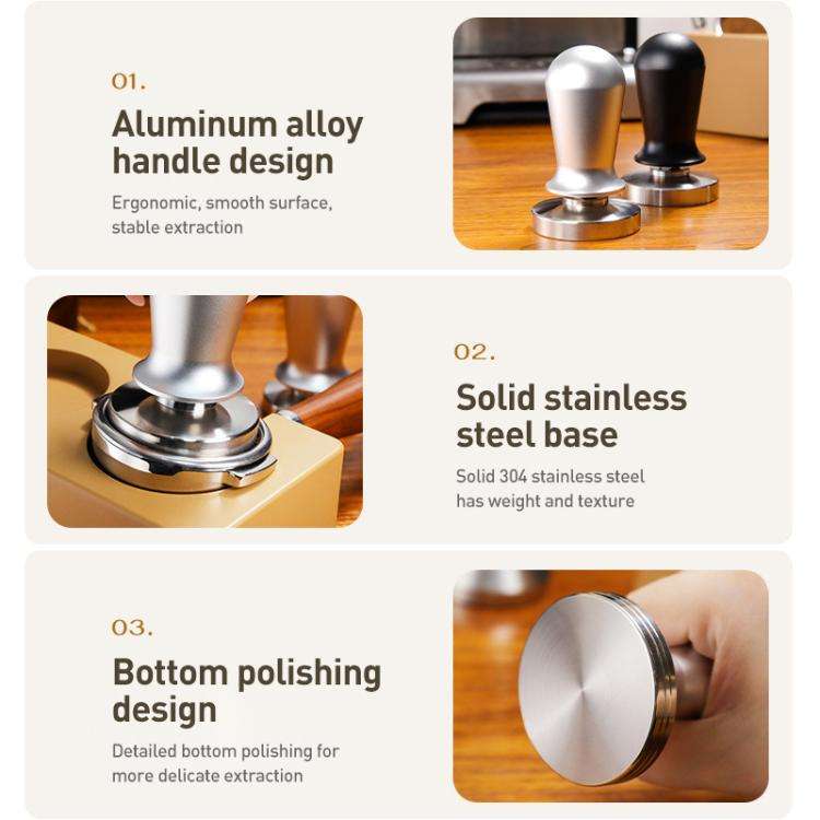 Stainless Steel Coffee Powder Hammer Pressure Powder Tampon, Size:51mm Silver