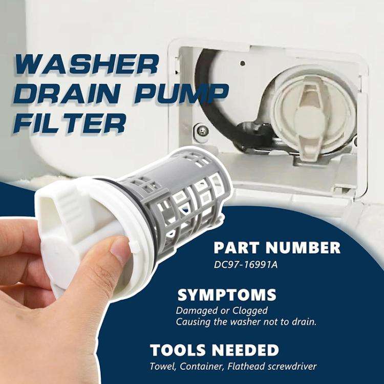 Washing Machine Drain Pump Filter For Samsung DC97-16991B(White Grey)