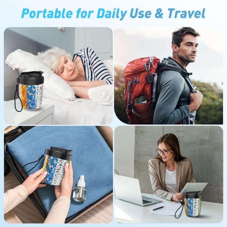 Portable Compartment Sealed Medicine Organizer Large Pill Storage Cup(Black)