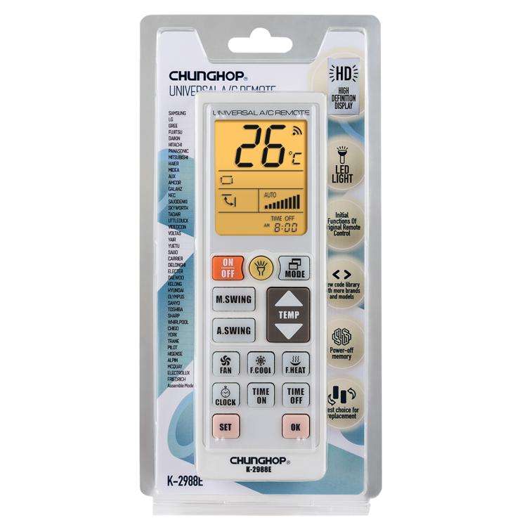 CHUNGHOP K-2988E Universal Air Conditioner Remote Control with Torch and LCD backlight(White)