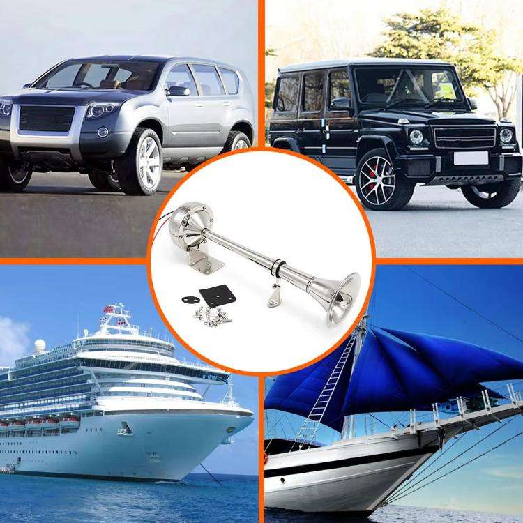 12V 125dB Car / Truck / Boat Stainless Steel Electric Horn with Mounting Bracket(Silver)