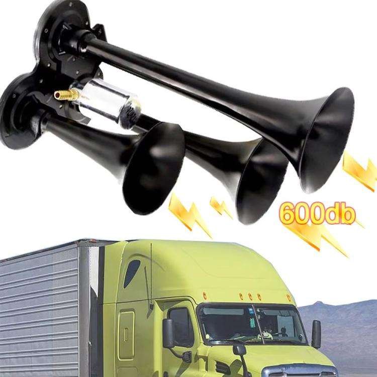12V / 24V 600dB Car / Truck 3-Trumpet Super Loud Electric Horn, with M6 Air Nozzle and Leather Ho...