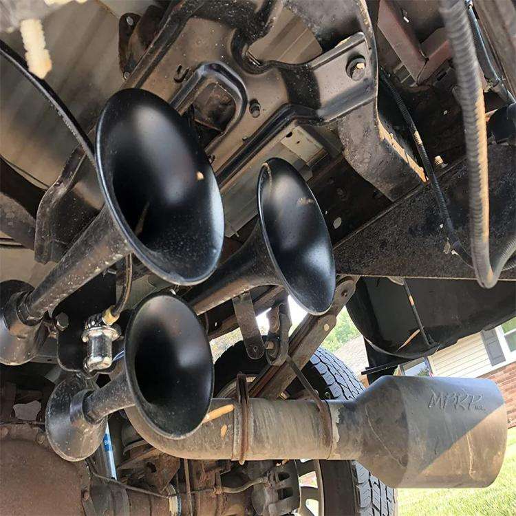 12V / 24V 600dB Car / Truck 3-Trumpet Super Loud Electric Horn, with M6 Air Nozzle and Leather Ho...