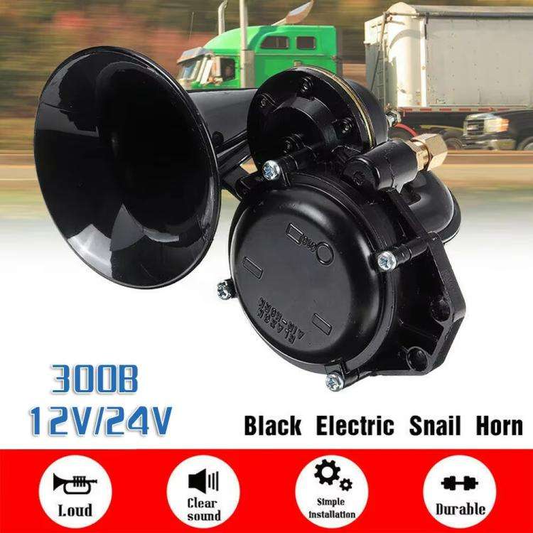 12/24V Car 300dB Electric Snail Air Horn For Scania / Volvo(Black)