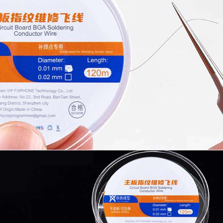 120m Circuit Board BGA Soldering Conductor Wire, Model:Non Insulation Type 0.02mm