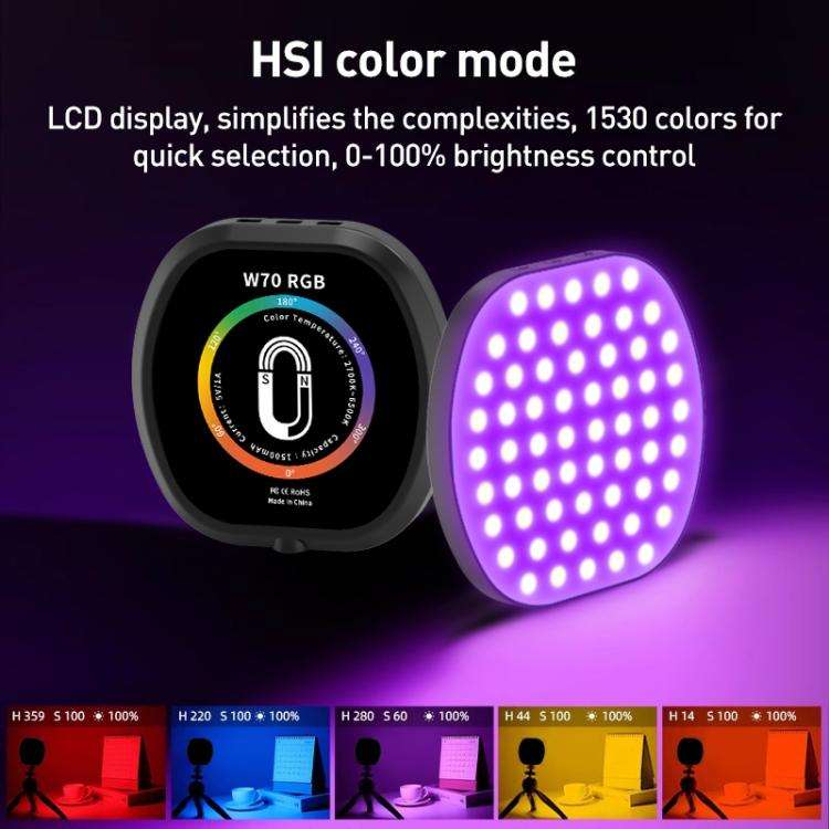 W70 Multifunctional Portable Magnetic Fill Light, Style:RGB Light