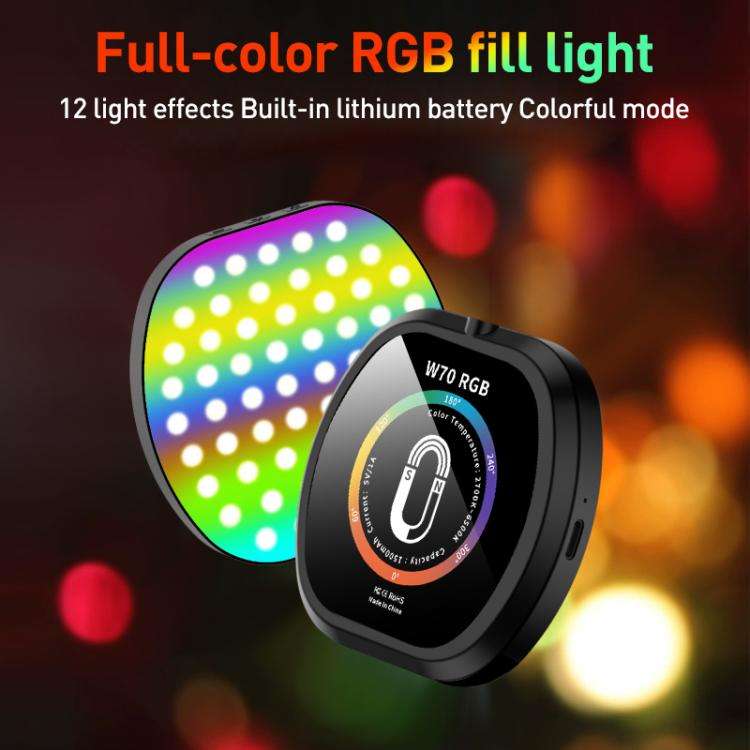 W70 Multifunctional Portable Magnetic Fill Light, Style:RGB Light
