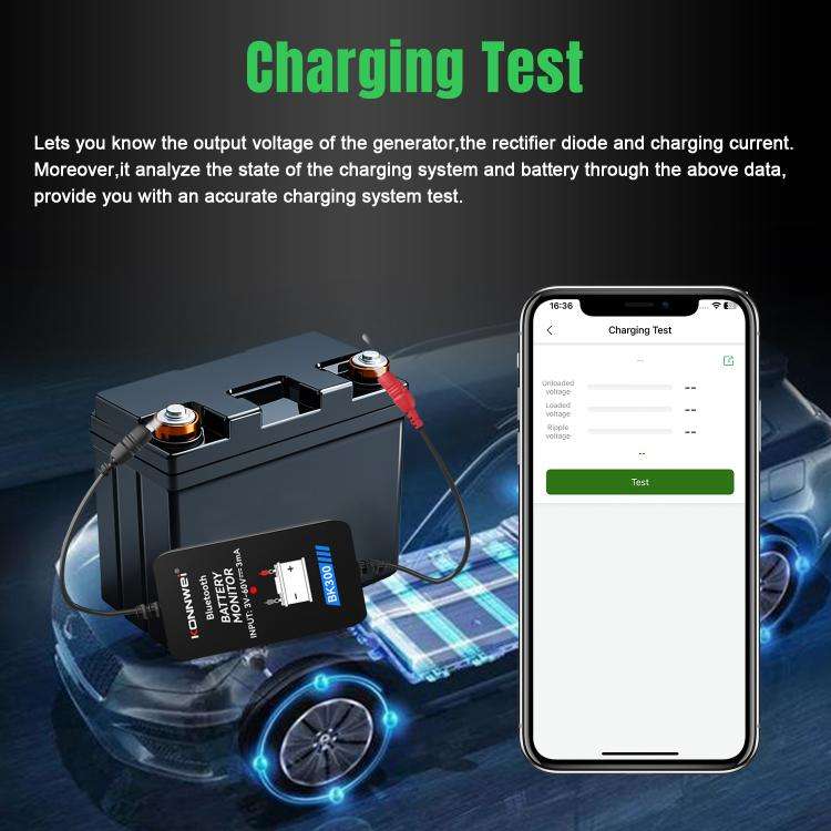 KONNWEI BK300 6V / 12V / 24V Car Bluetooth 5.0 Battery Monitor Diagnostic Tool(Black)