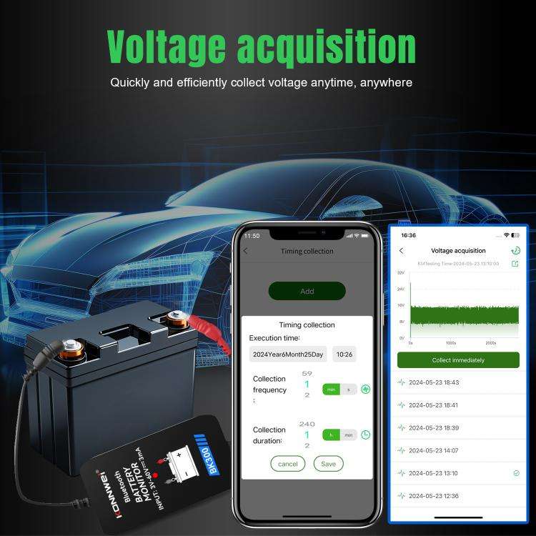 KONNWEI BK300 6V / 12V / 24V Car Bluetooth 5.0 Battery Monitor Diagnostic Tool(Black)