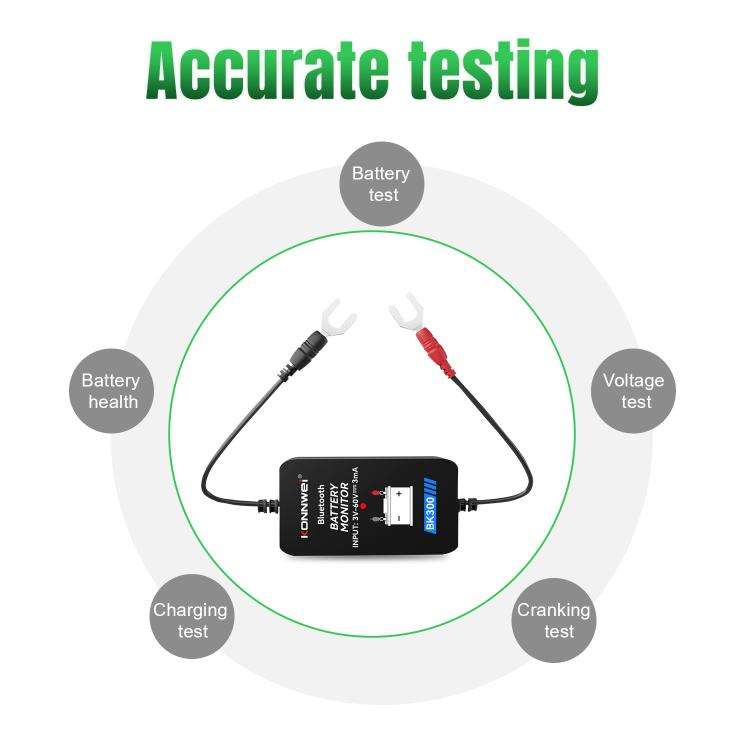 KONNWEI BK300 6V / 12V / 24V Car Bluetooth 5.0 Battery Monitor Diagnostic Tool(Black)