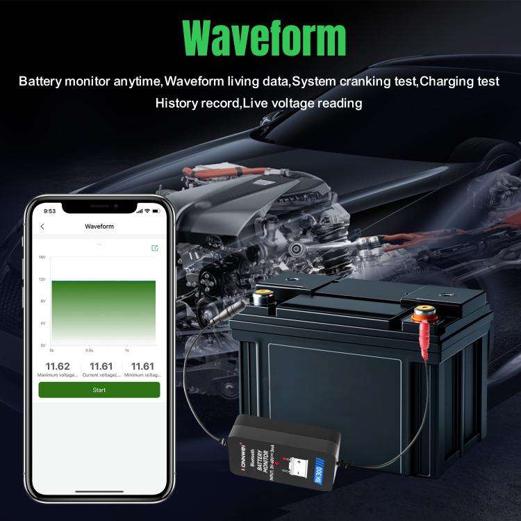 KONNWEI BK300 6V / 12V / 24V Car Bluetooth 5.0 Battery Monitor Diagnostic Tool(Black)