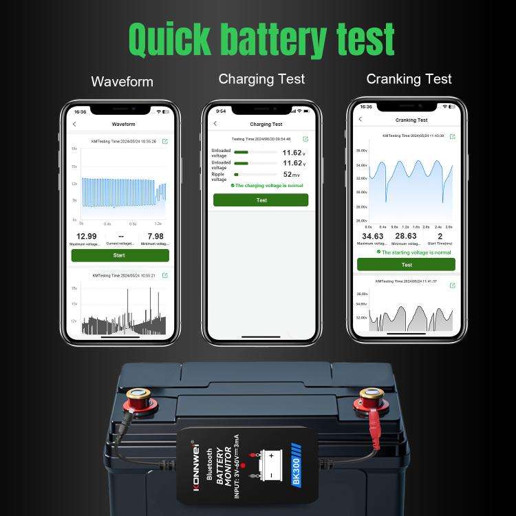 KONNWEI BK300 6V / 12V / 24V Car Bluetooth 5.0 Battery Monitor Diagnostic Tool(Black)