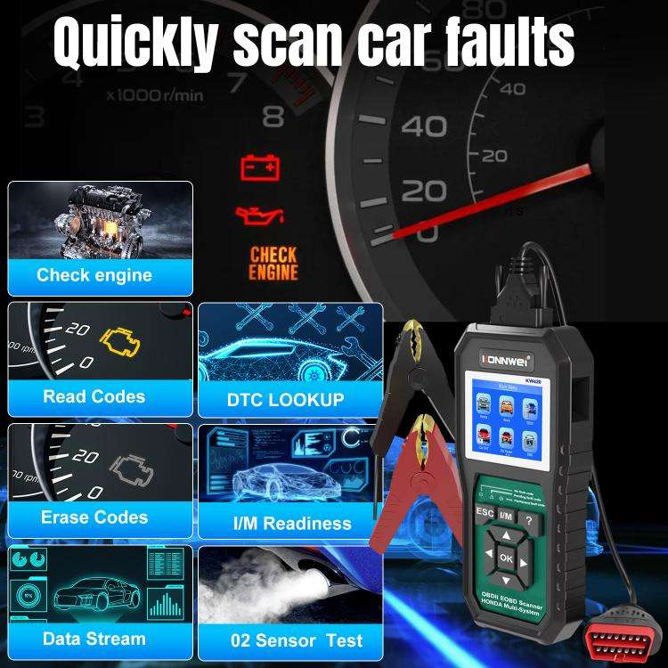 KONNWEI KW420 2.8 inch Color Screen Car OBD2 Fault Diagnostic Scan Tool for Honda(Black Green)