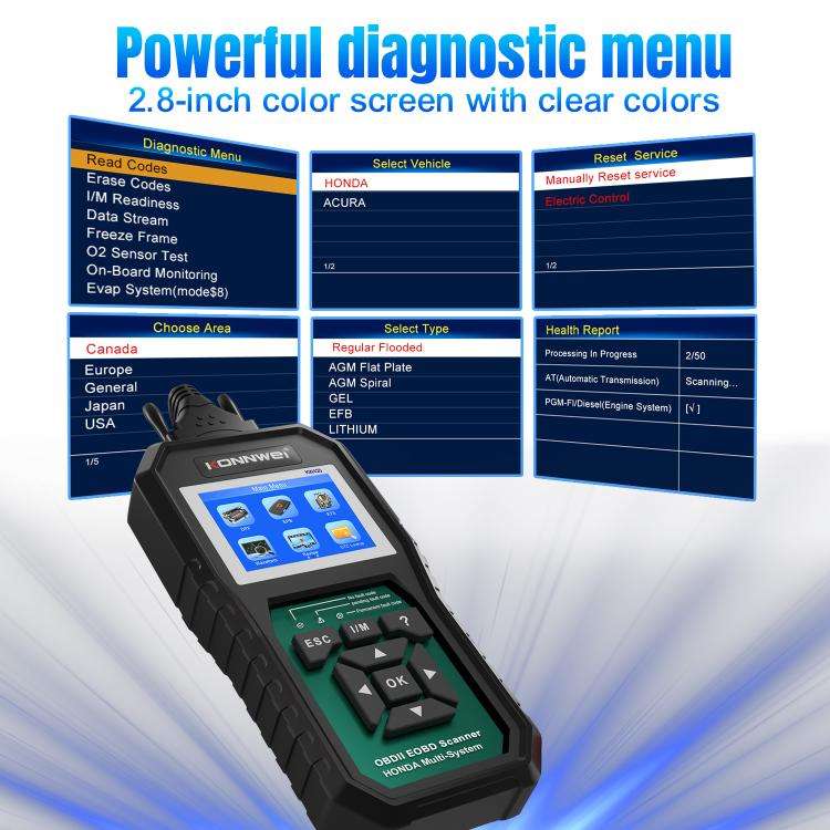 KONNWEI KW420 2.8 inch Color Screen Car OBD2 Fault Diagnostic Scan Tool for Honda(Black Green)