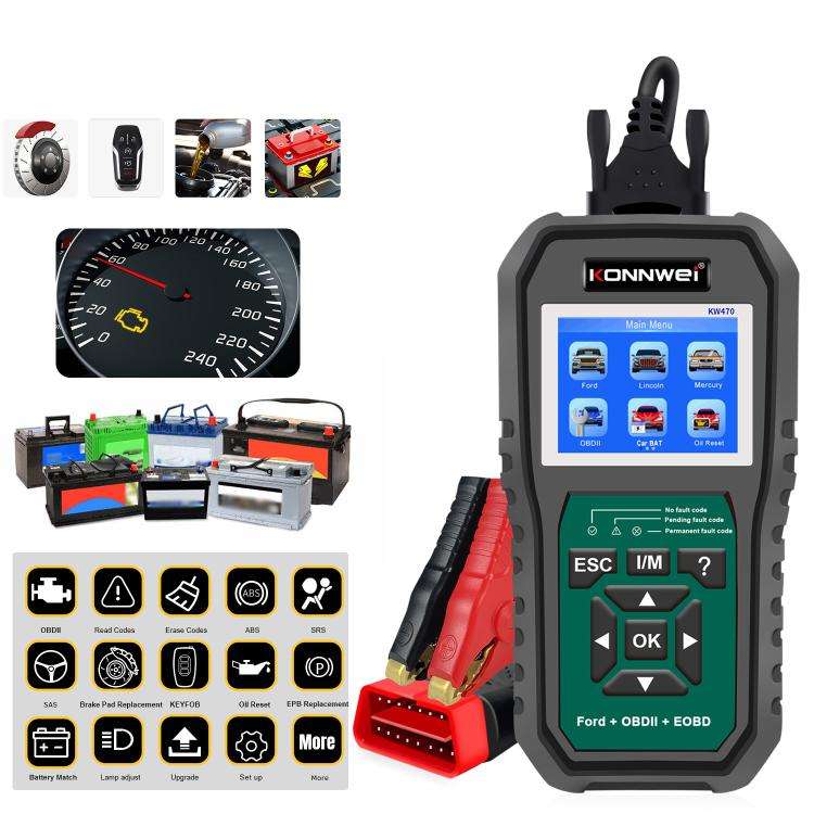KONNWEI KW470 2.8 inch Color Screen Car OBD2 Fault Diagnostic Scan Tool for Ford(Black Green)