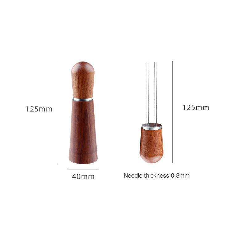 Solid Wood Stand Stainless Steel Coffee Loose Powder Needle(Red Brown)