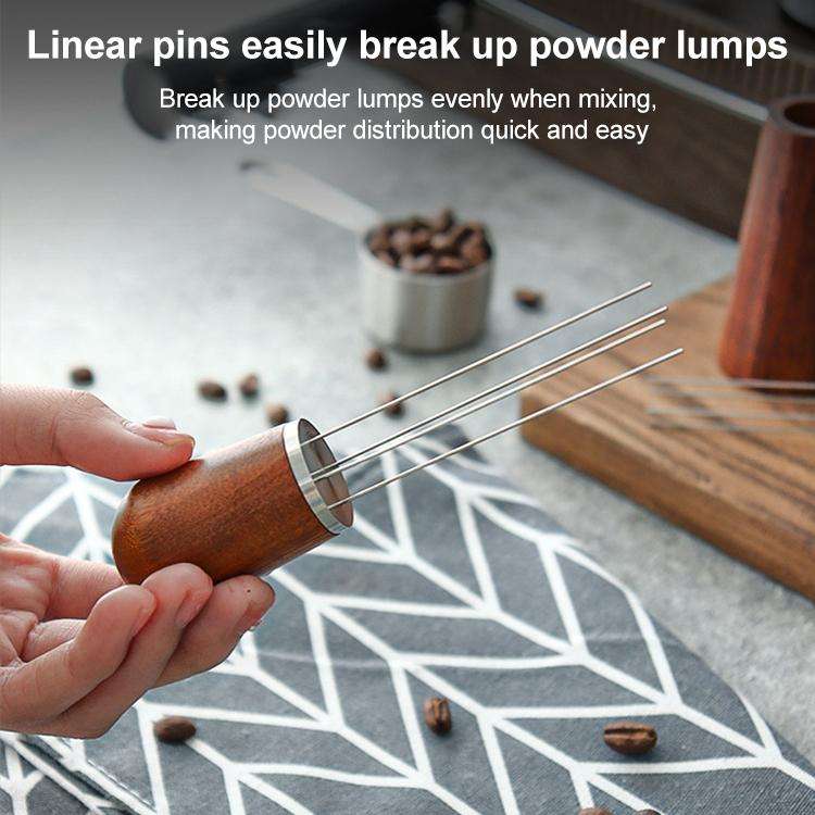 Solid Wood Stand Stainless Steel Coffee Loose Powder Needle(Red Brown)