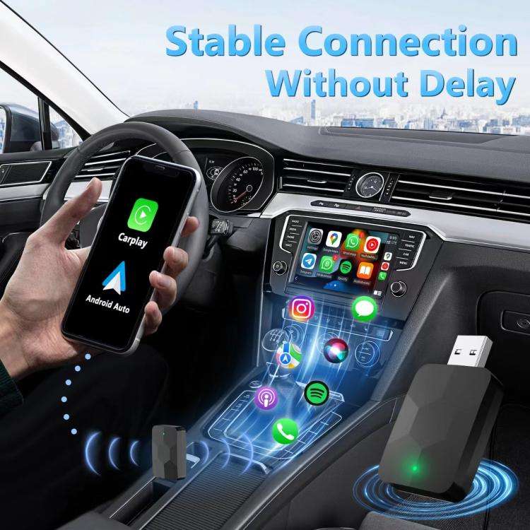 2 in 1 USB Wired to Wireless Car CarPlay / Android Auto Box Adapter(Black)