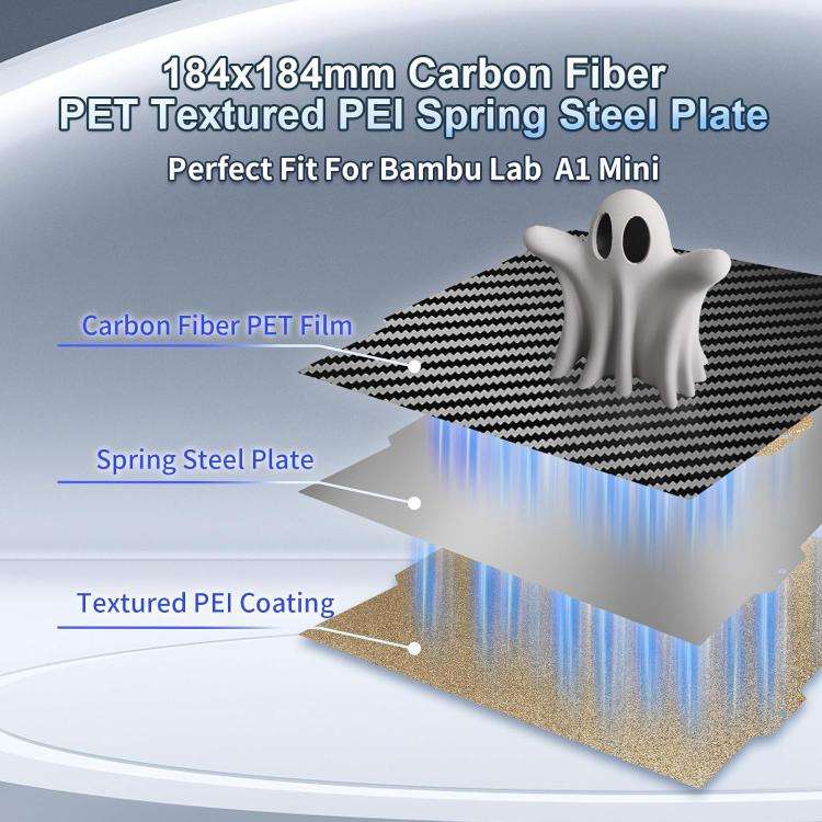 3D Printing Build Plate 184mm For Bambu Lab A1 mini Printer, Style:PEI Coating + PET Film