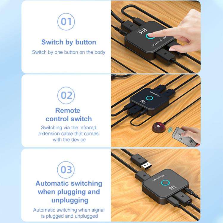FJGEAR FJ-8K201DP 8K 60Hz DP One-way Switch(EU Plug)