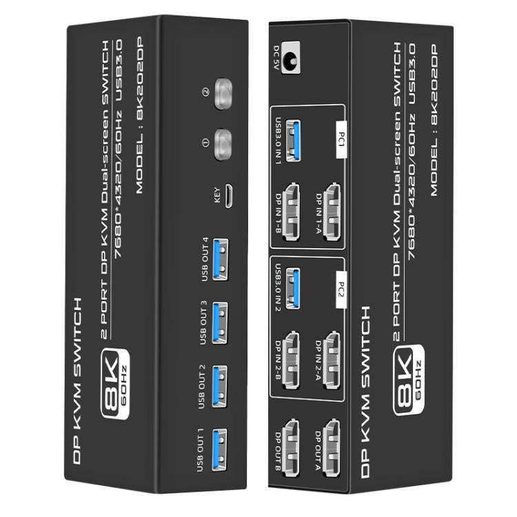 FJGEAR FJ-8K202DP 8K 60Hz DP USB3.0 Monitor KVM Switch(US Plug)