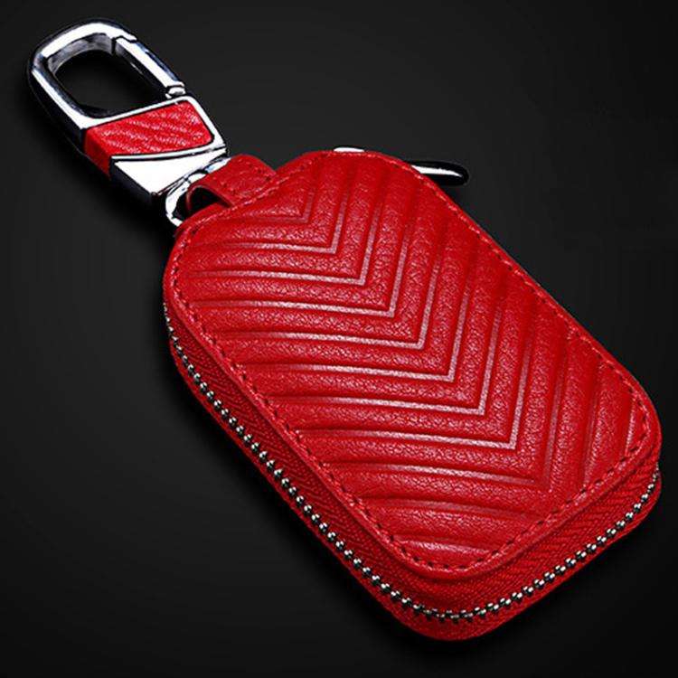 Litchi Grain PU Leather Universal Car Key Case(Red)