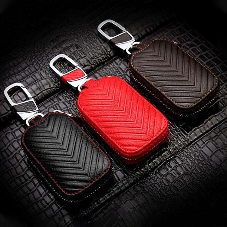 Litchi Grain PU Leather Universal Car Key Case(Brown)